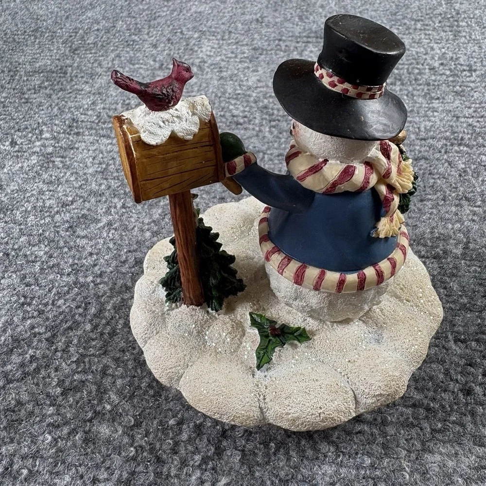 Holiday Time Snowman Candle Jar Topper Cover Christmas Decor w Box Farmhouse‎